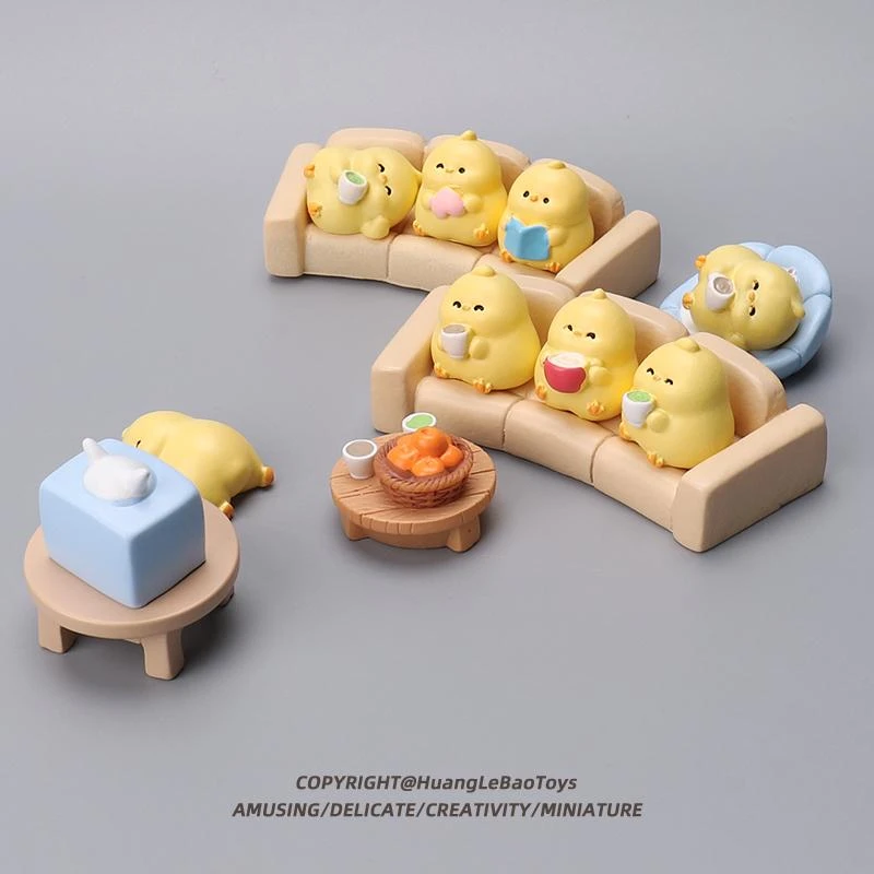 创意快乐小鸡玩偶迷你小黄鸡可爱动物办公室桌面工位解压摆件玩具