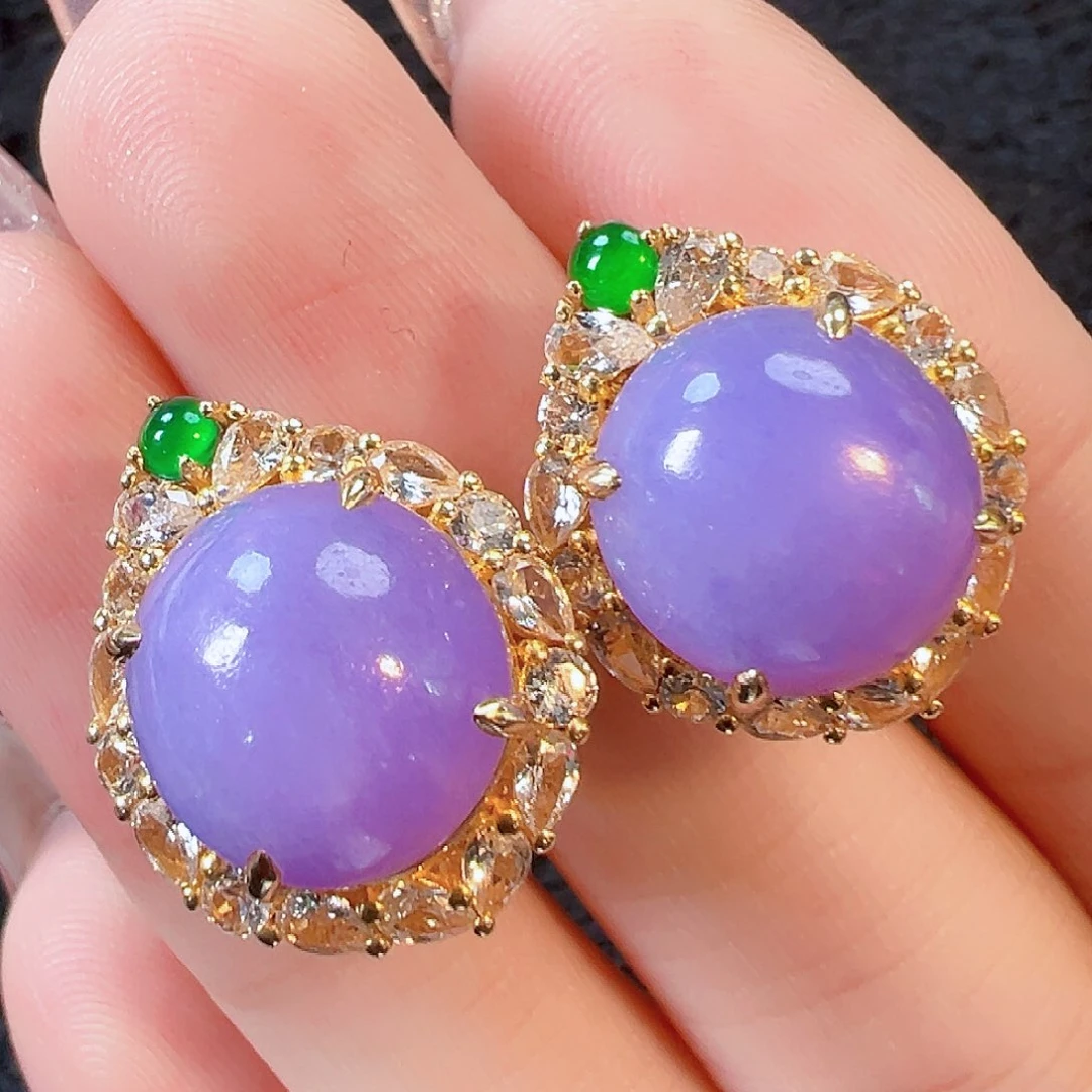 翡翠耳饰18K金镶嵌签收后24小时鉴赏期