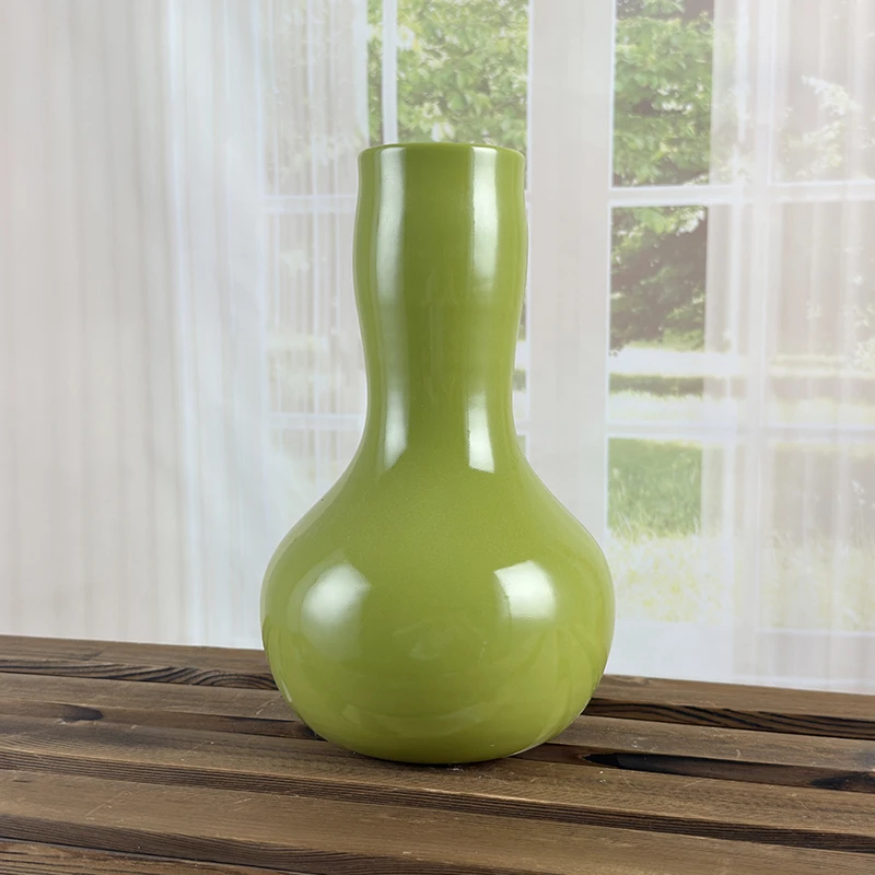 葫芦瓶·芸绿||景德镇新中式简约桌面高端陶瓷花瓶花景德镇瓷花瓶