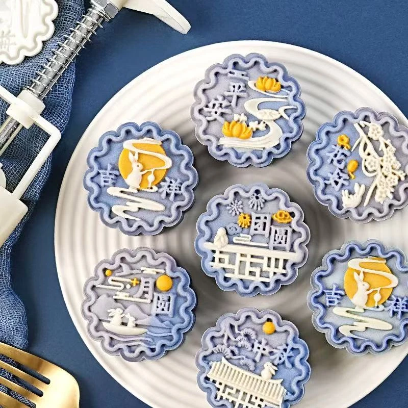 月饼模具新款2025国潮风玉兔平安手压式做绿豆糕点心压磨家用烘焙