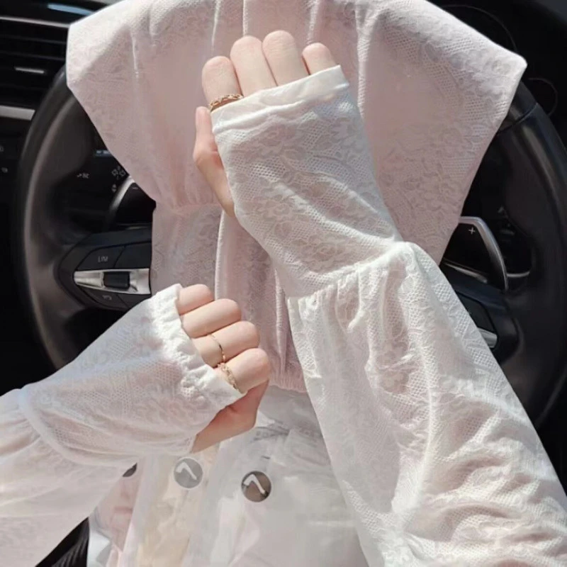 【新疆包邮】仙女风冰丝樱花防晒冰袖薄款开车防晒宽松冰丝透气袖套