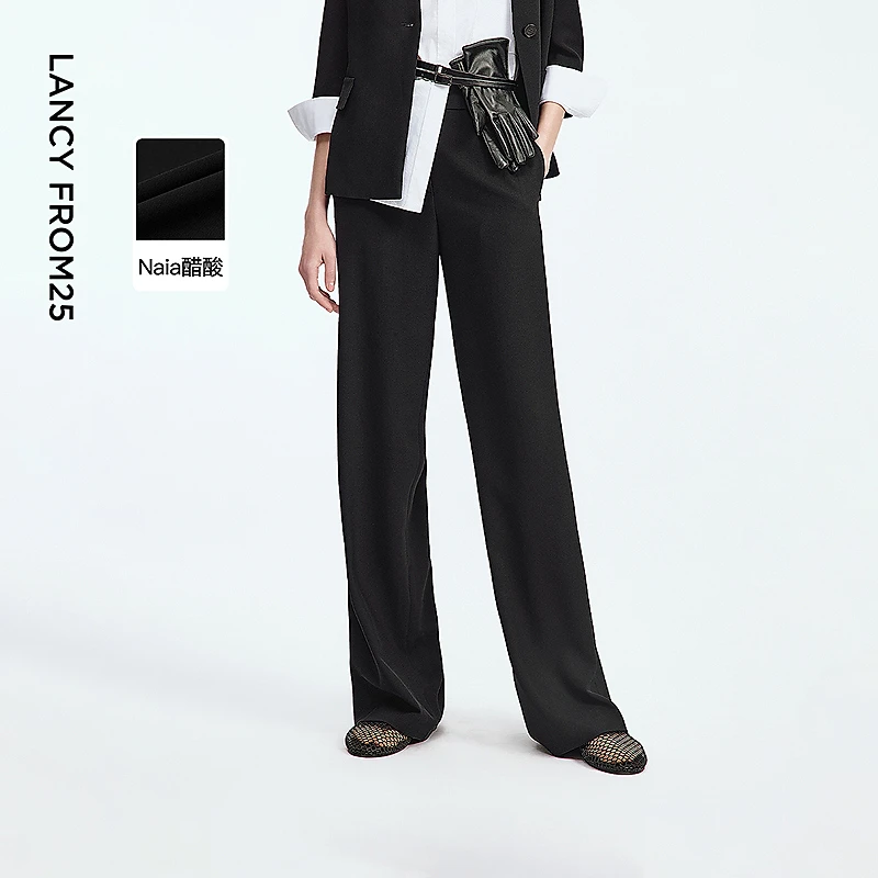 朗姿醋酸休闲修身法式通勤职业透气气质高级感西裤2025年秋季新款