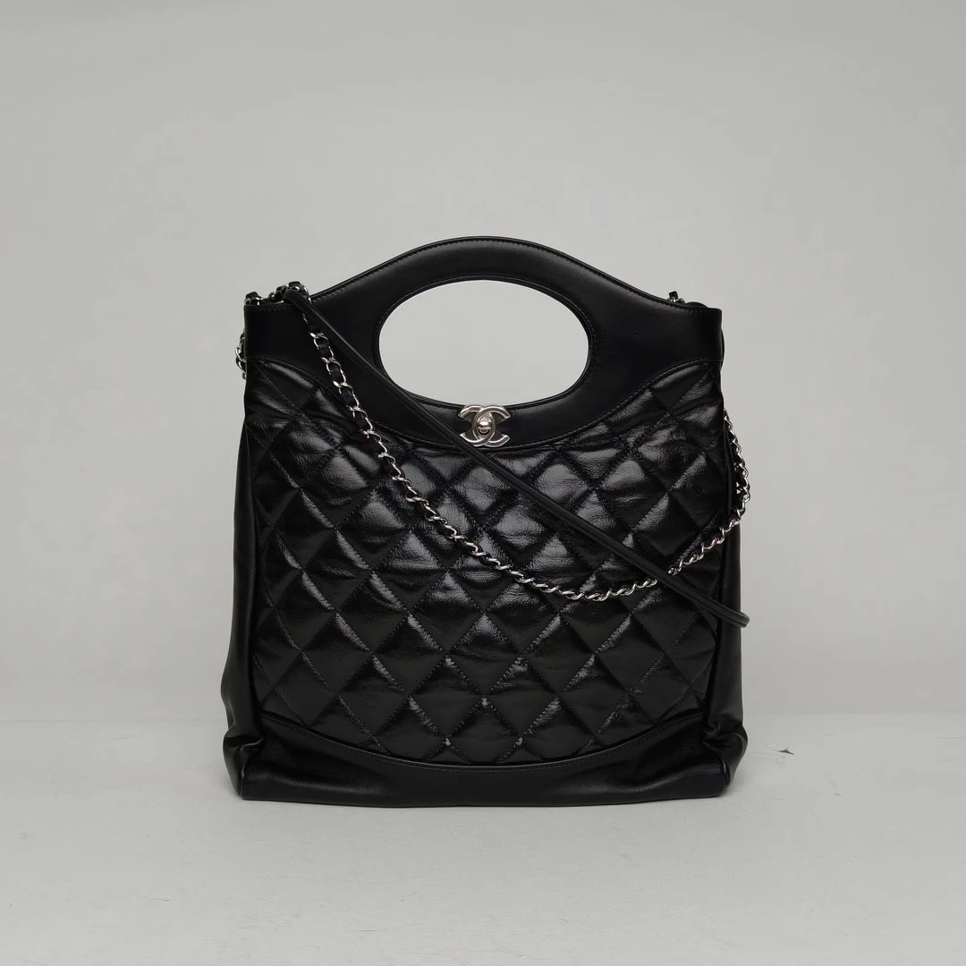 95新 Chanel/香奈儿 【小花黑黑】31Bag 小号 竖版 黑色 28开
