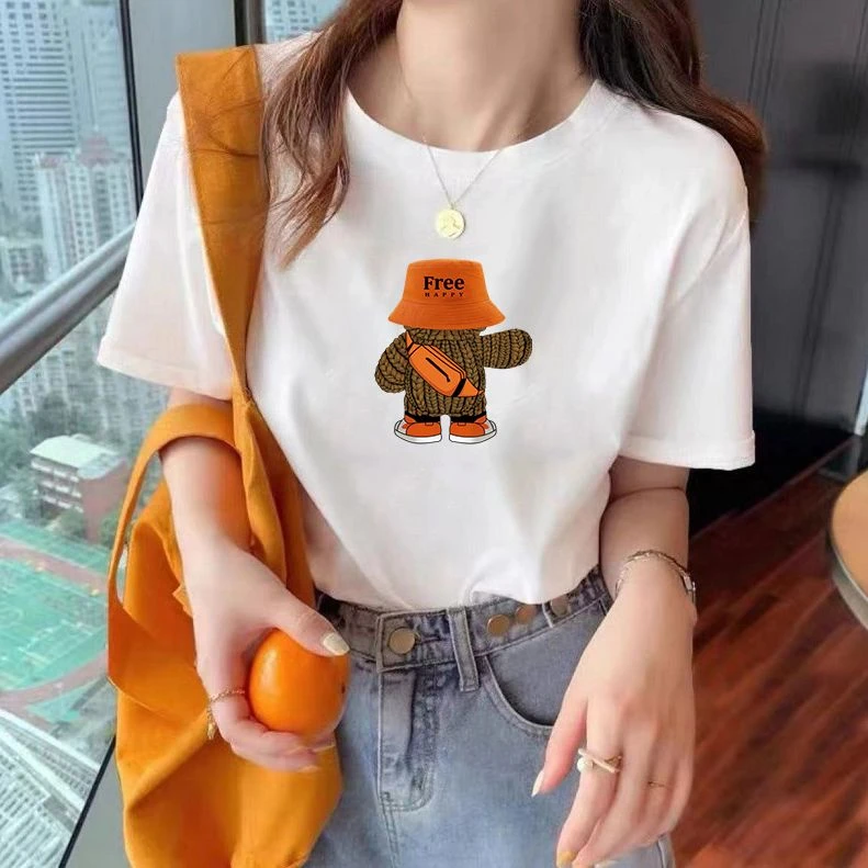 春夏季潮牌印花女款百搭夏季休闲圆领女士韩版T恤时尚半袖