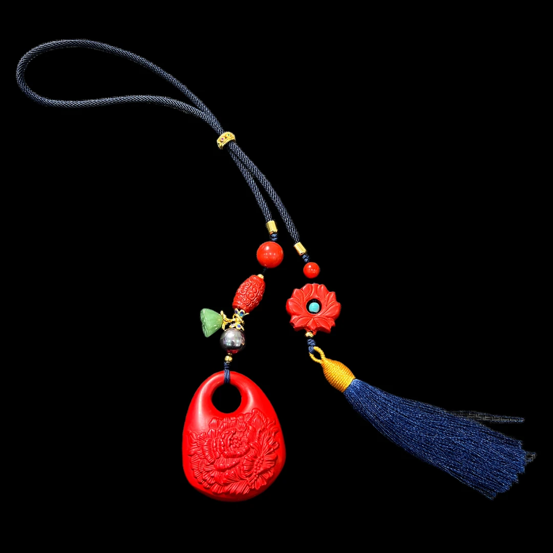 含辰砂工艺品4646-朱砂挂件孤品