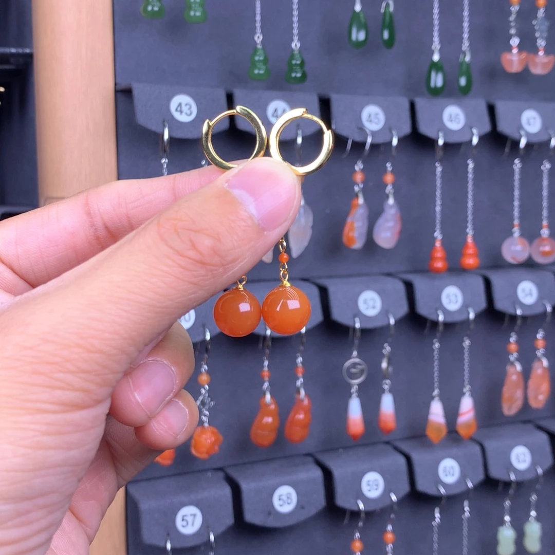 南红玛瑙耳饰银S925镶嵌李****