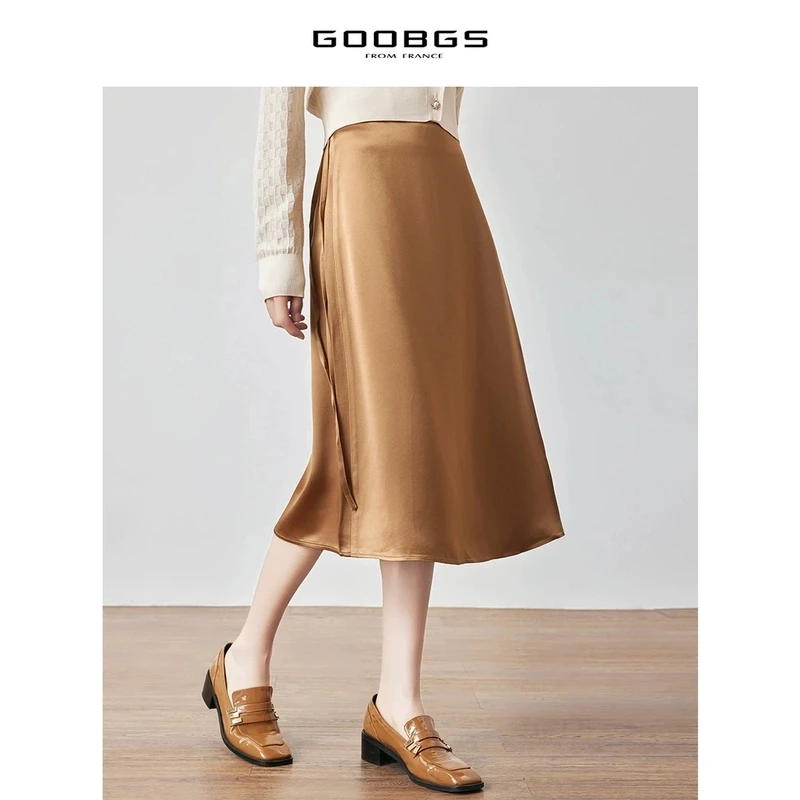 【谷邦L+】谷邦GOOBGS 驼色不对称剪裁半身裙 G3123768