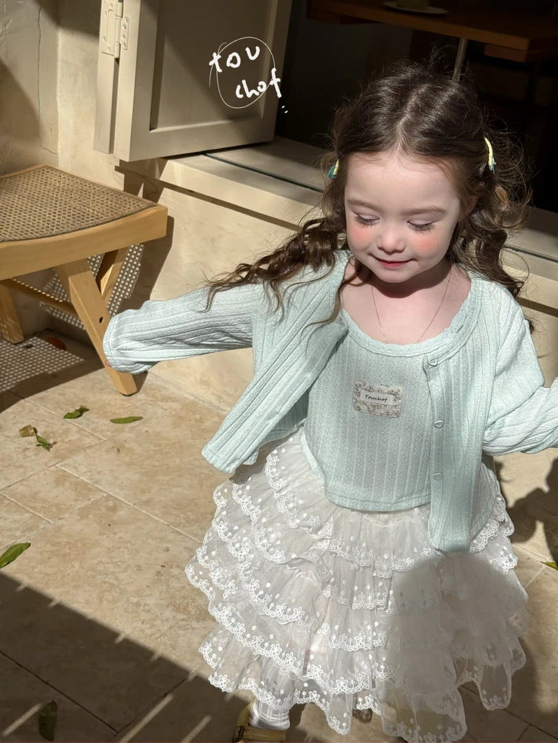 现货【TF】25春 女宝坑条吊带两件套+蛋糕半身裙