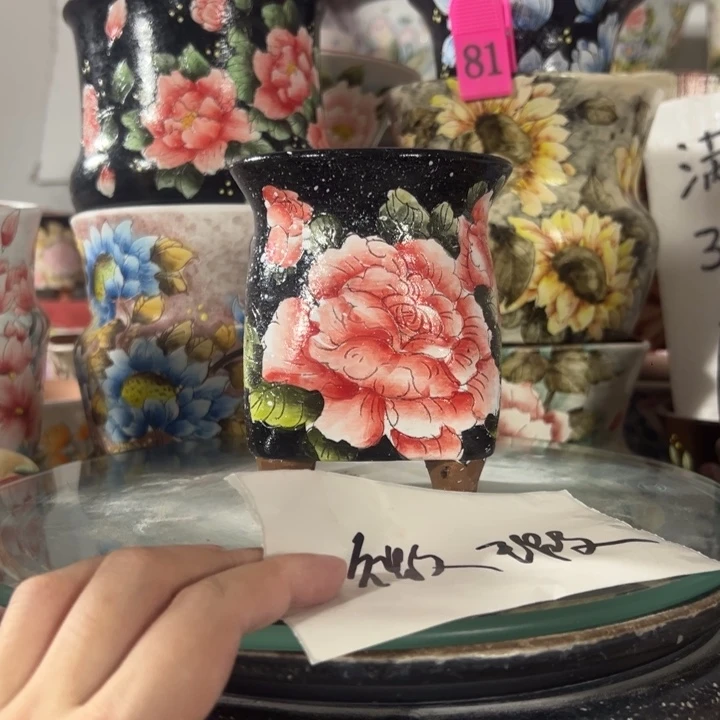 景德镇手绘花盆满38包邮偏远地区除外