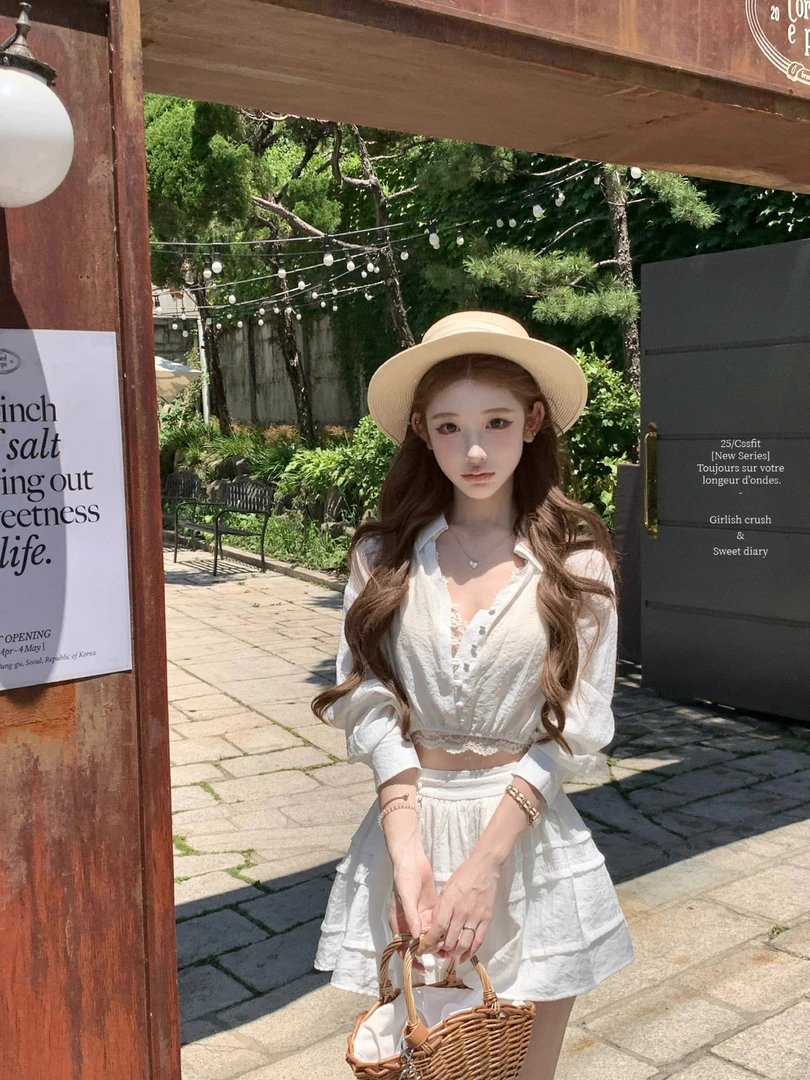 短款法式少女风长袖时尚套装纯欲风小香风气质休闲风