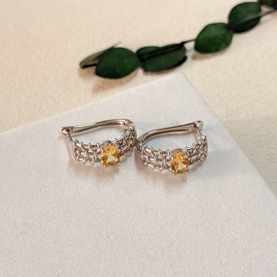 【六六中古】精美s925黄水晶耳饰ap7086