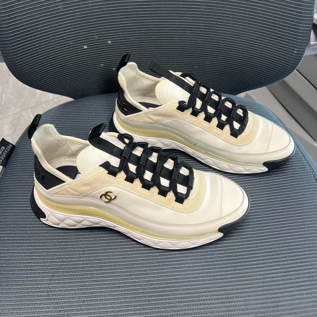 99新 Chanel/香奈儿 37.5码！98新！金标拼接运动气垫鞋 白色/707/