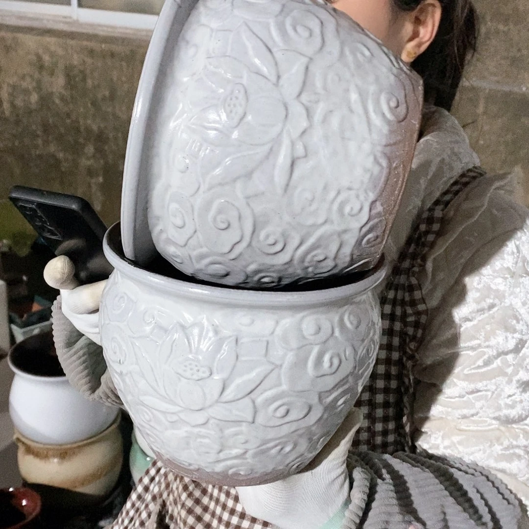 紫砂花盆瑕疵口20高16