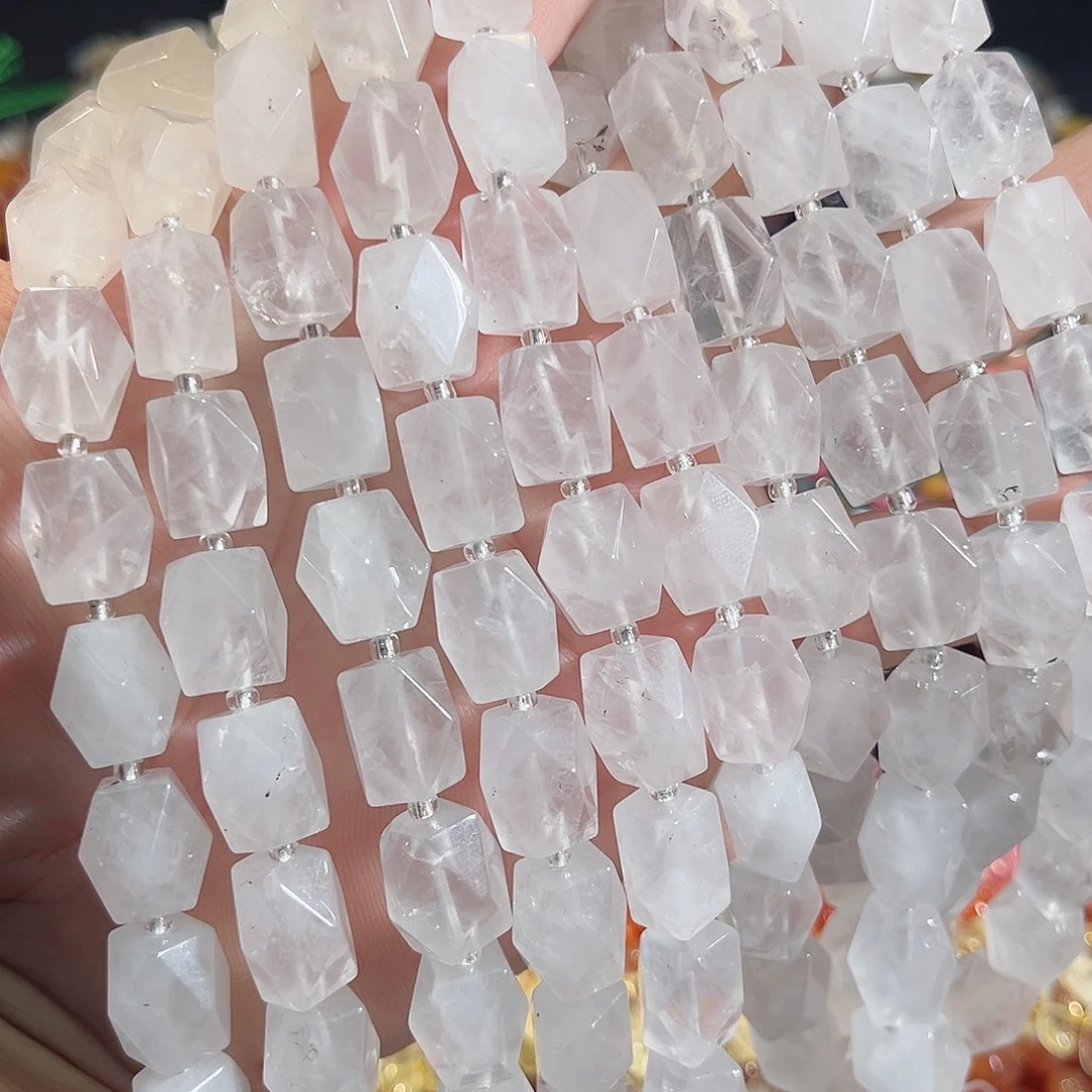 玛瑙/玉髓未镶嵌珠宝半成品白水晶八棱一条10x24mm