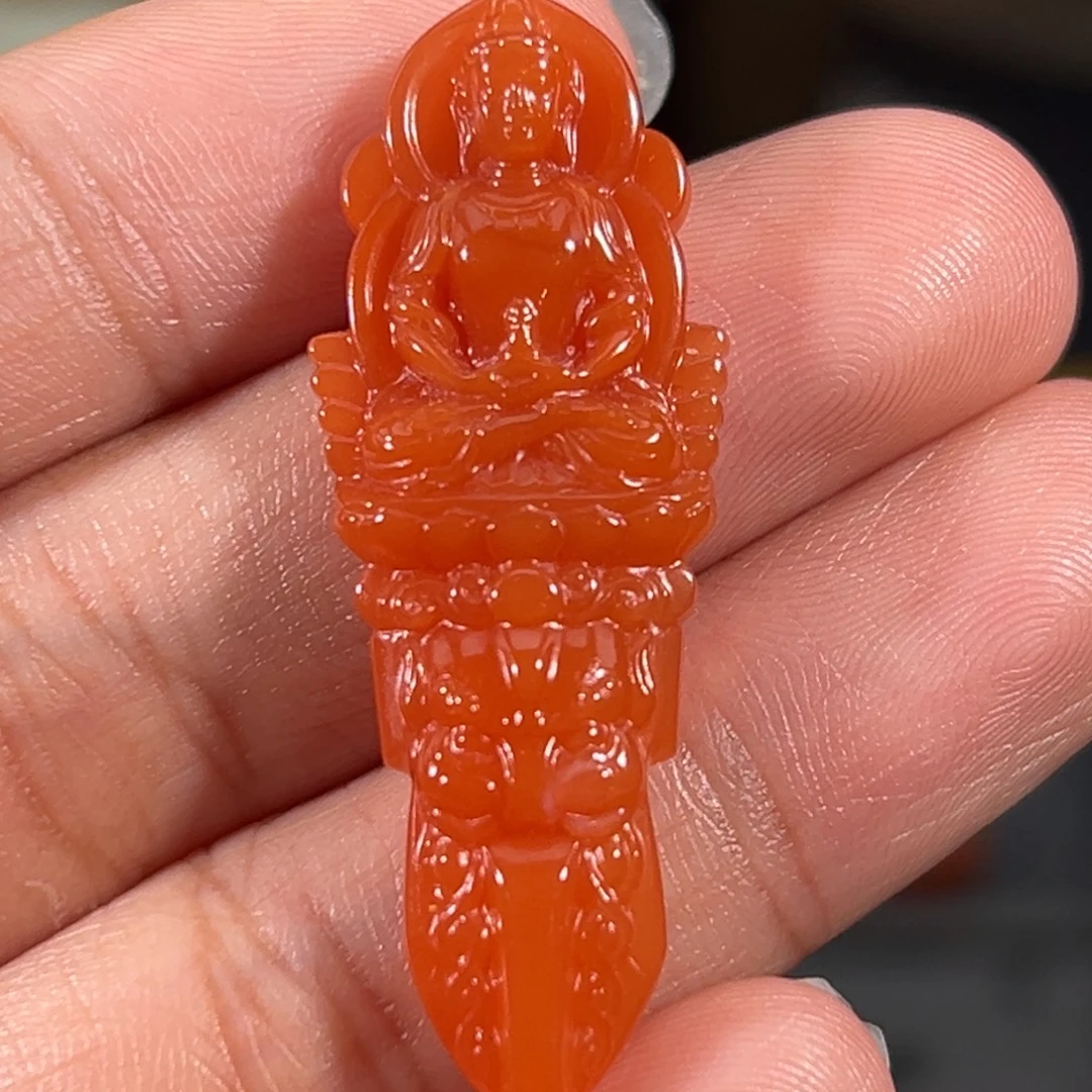 南红玛瑙未镶嵌大日如来金刚杵40.5*15*6.4mm