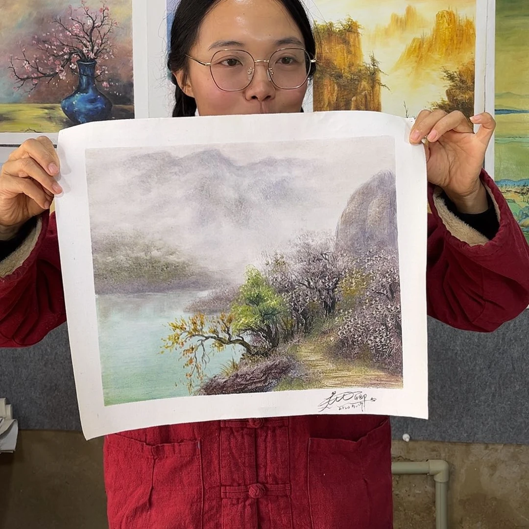 油画纯手绘国画山水画