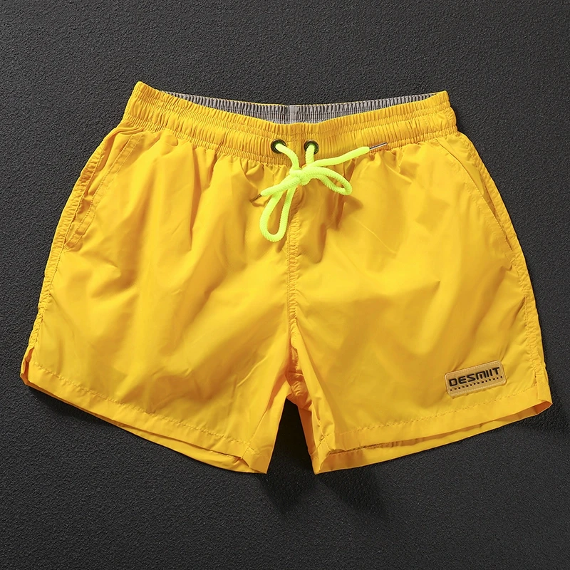 亮黄色跑步健身运动短裤速干可下水沙滩短裤男士度假游泳装备国潮