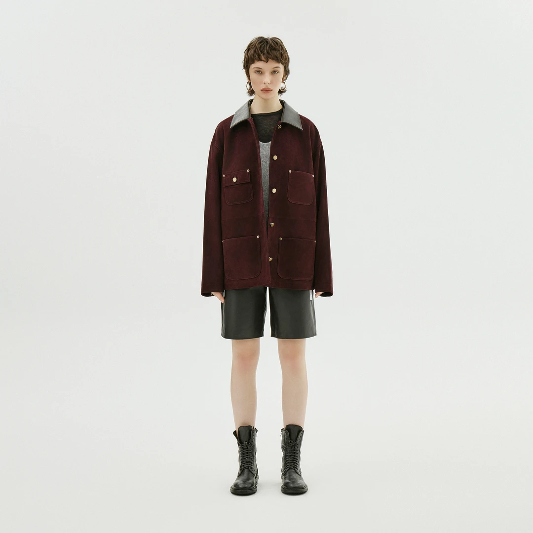 AP洛哥43014PY【黑标/复古之旅】羊皮反绒擦色翻领宾霸里布皮衣