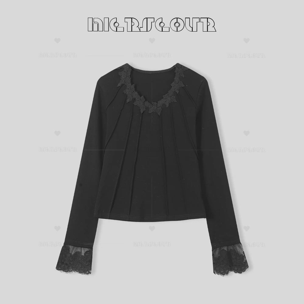 新款性感蕾丝边修身上衣1670