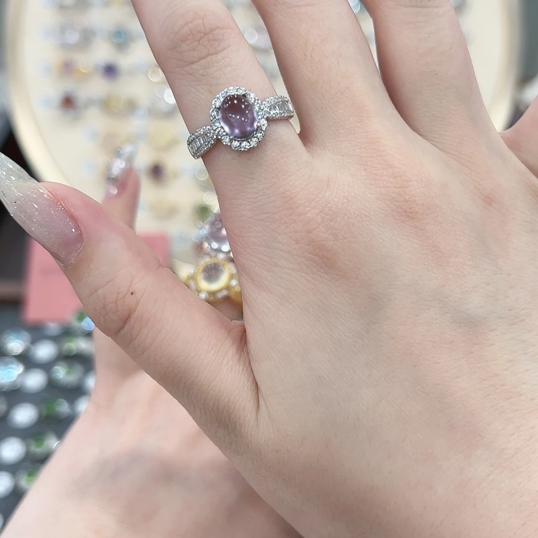 蛇纹石玉戒指银S925镶嵌M****C