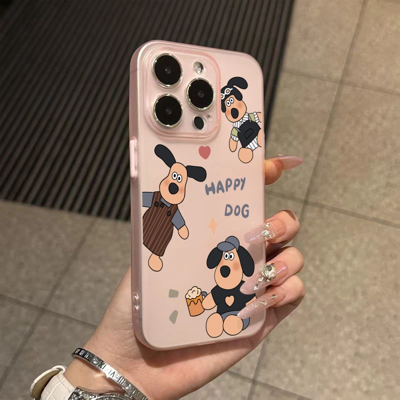 小清新三只开心小狗适用苹果16手机壳15promax苹果13高级12软壳14