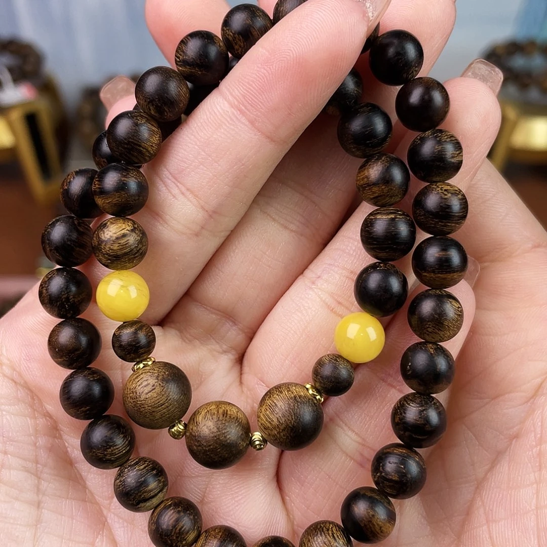 沉香手串越南芽庄白奇楠沉香瘤疤虎斑纹0.8