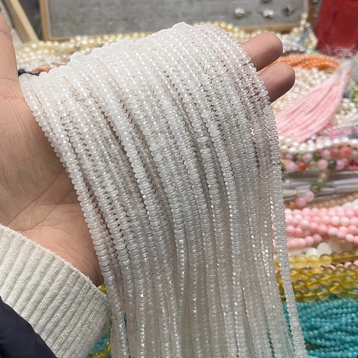 玛瑙/玉髓珠宝半成品未镶嵌一条4/2mm白水晶算盘珠