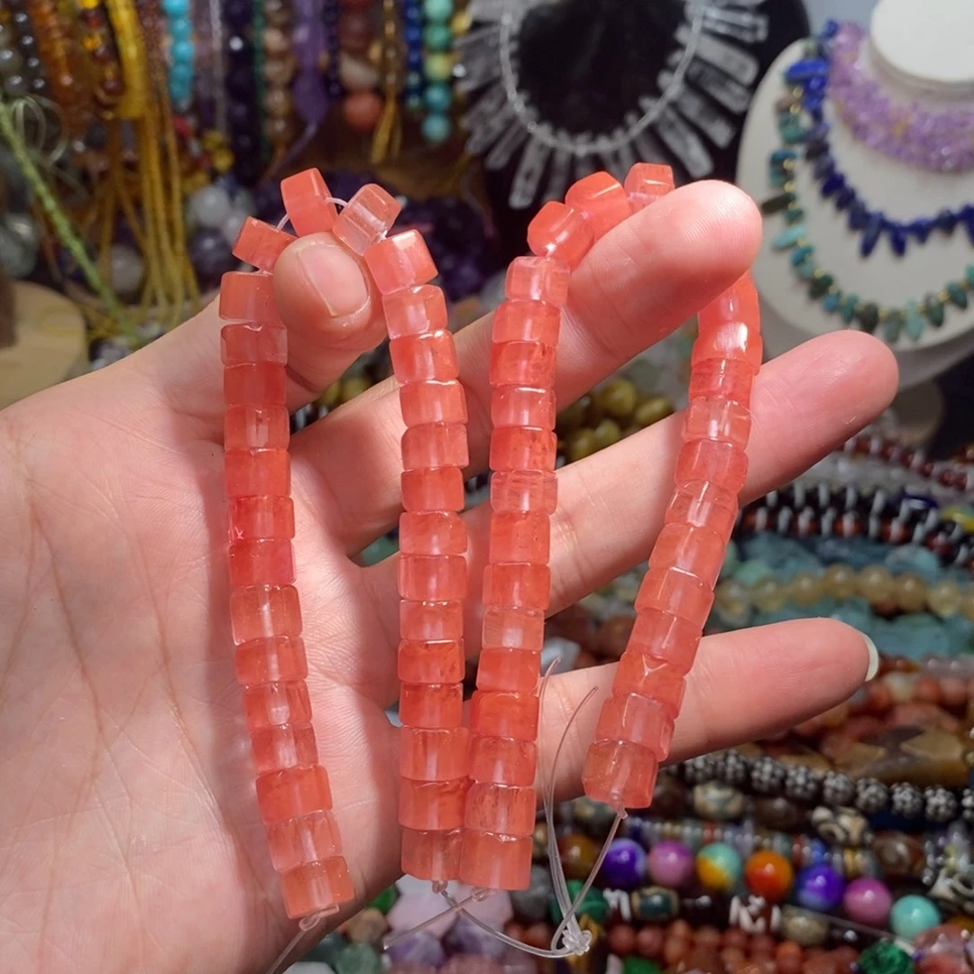 未镶嵌，西瓜水晶六角柱6×10mm，石英质玉