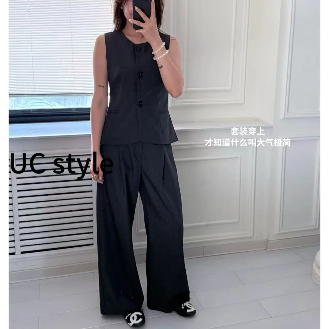 【UC STYLE】A8289’姐姐型女友‘西装马甲休闲裤套装主播穿S码