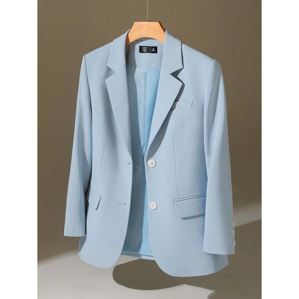 浅蓝色西装外套女秋季2026新款气质韩版高级感休闲小个子廓形西服