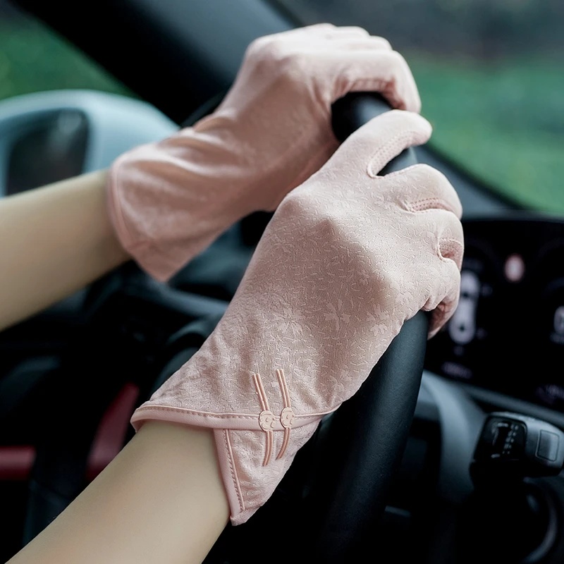 开车遮阳手套冰丝夏季手套薄款女短款防滑骑车触屏春夏天透气触屏