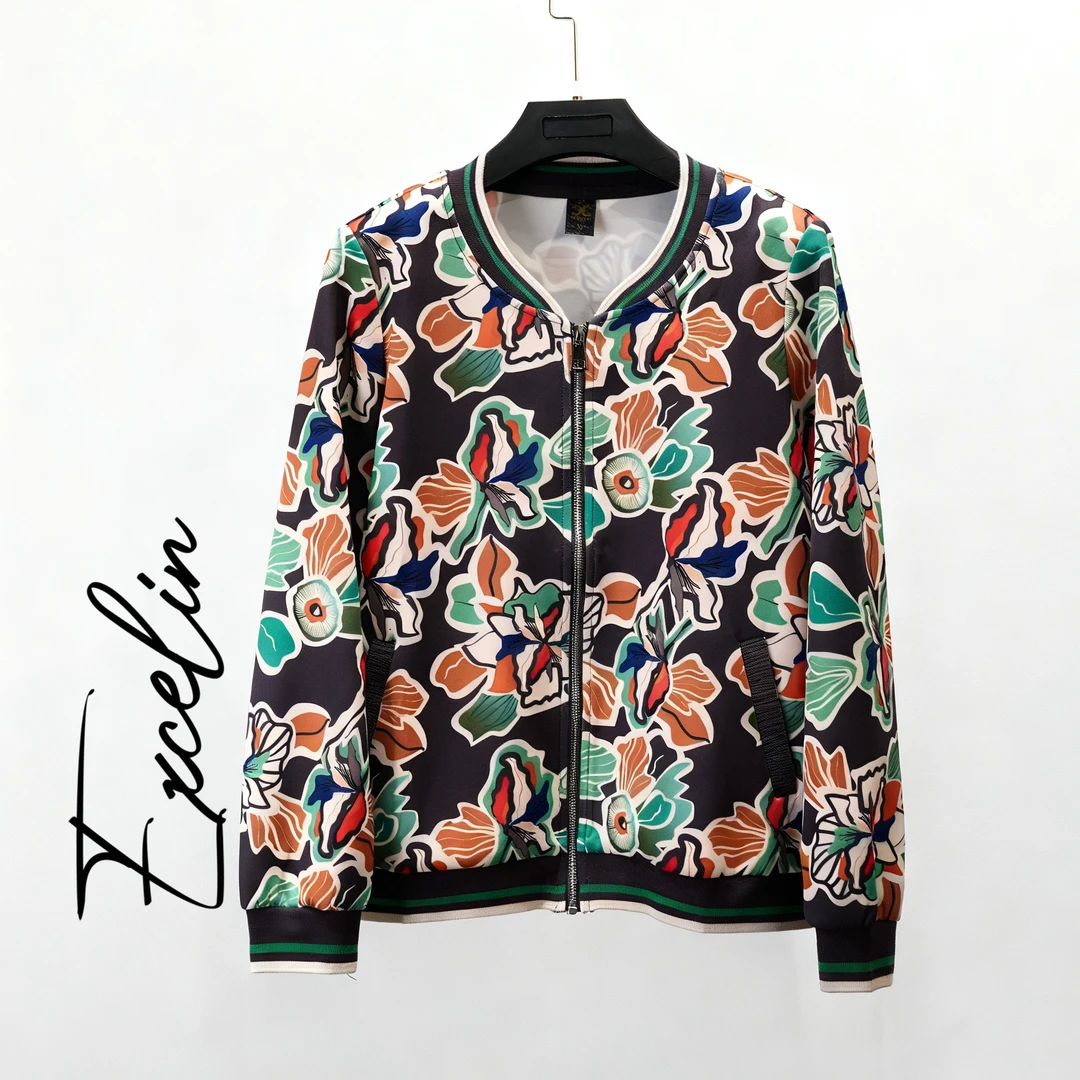 断码孤品EXC845【艺术大花棒球领外套】