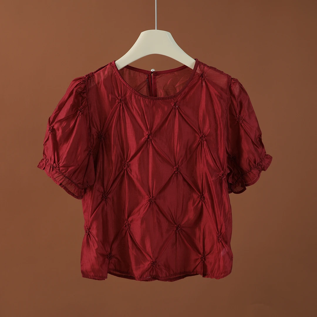 90722  轻薄凉爽不闷热！夏季女士时尚简约薄款宽松纯色雪纺衫