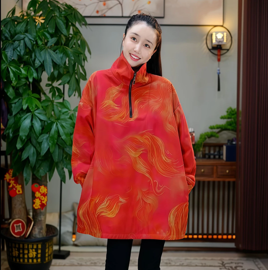 金禧禧【大红锦鲤】香云纱棉服J23248-7