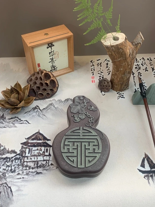 姜丰松花砚/三件套/福禄砚
