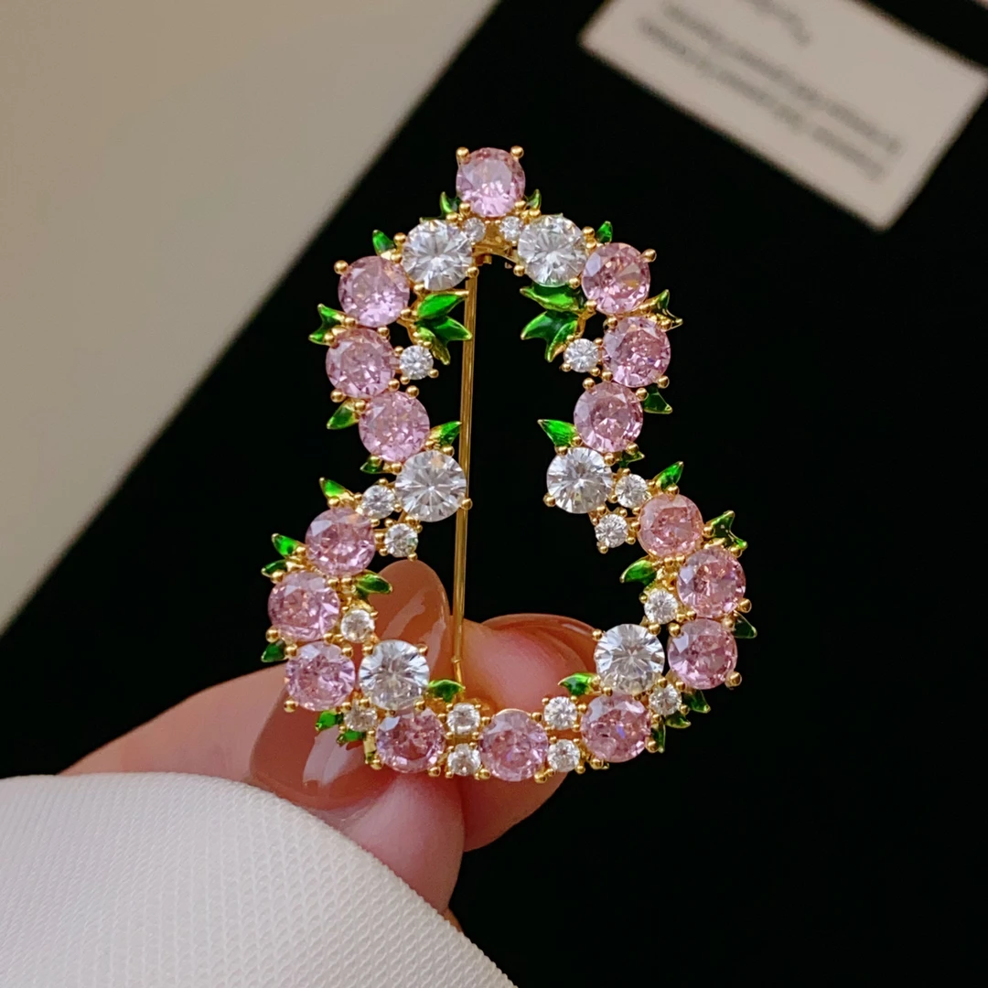 铜合金合成锆石胸针 花园葫芦胸针胸花 3.9*3cm 轻奢时尚百搭