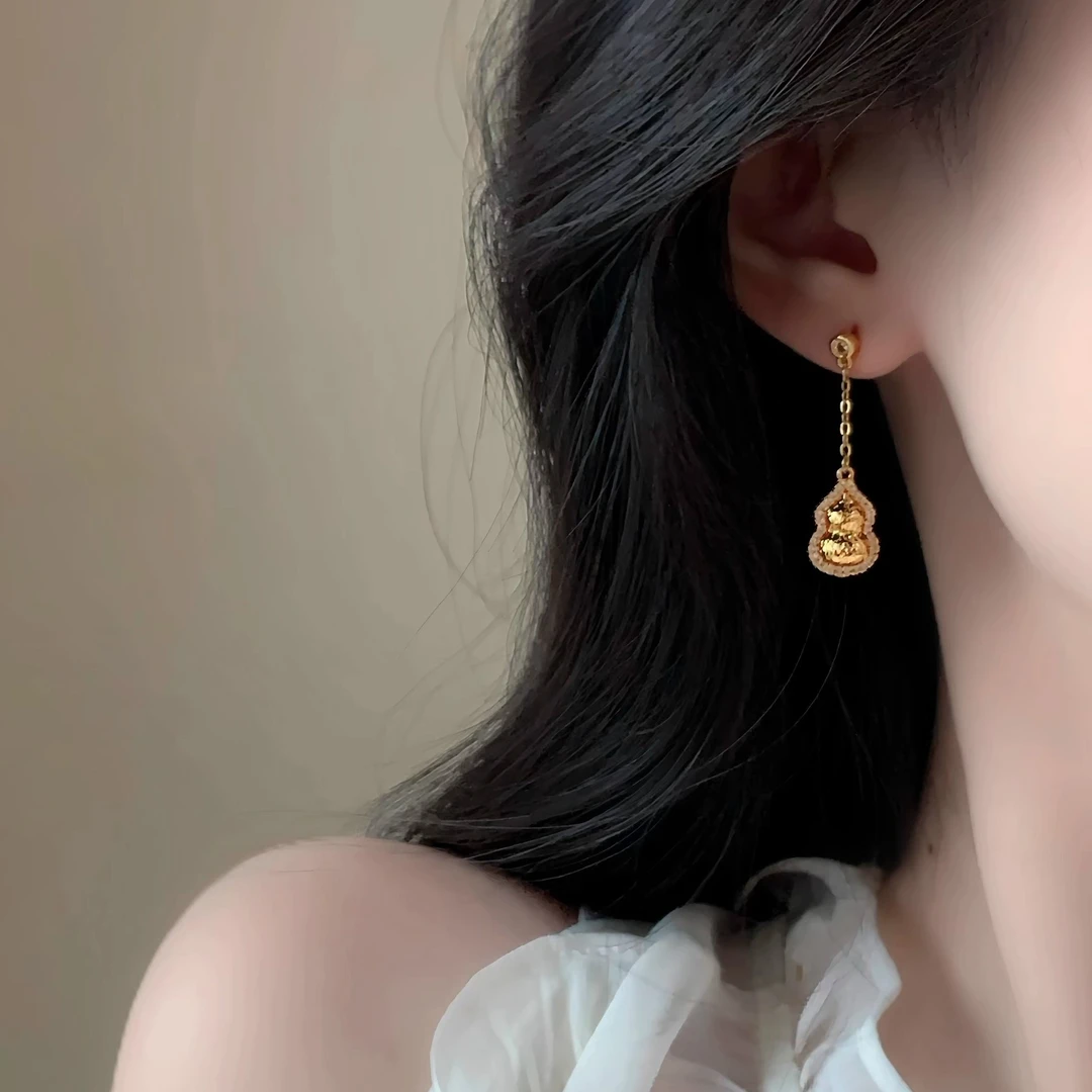 合金耳饰 流苏葫芦耳坠蚊香盘耳夹无耳洞轻奢耳钉超显贵耳环女