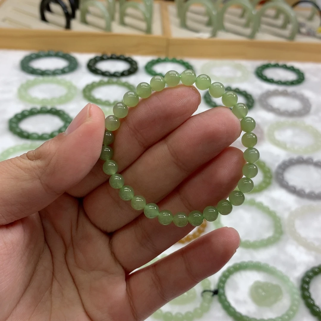 未镶嵌手串和田玉（冰晴绿5.8）