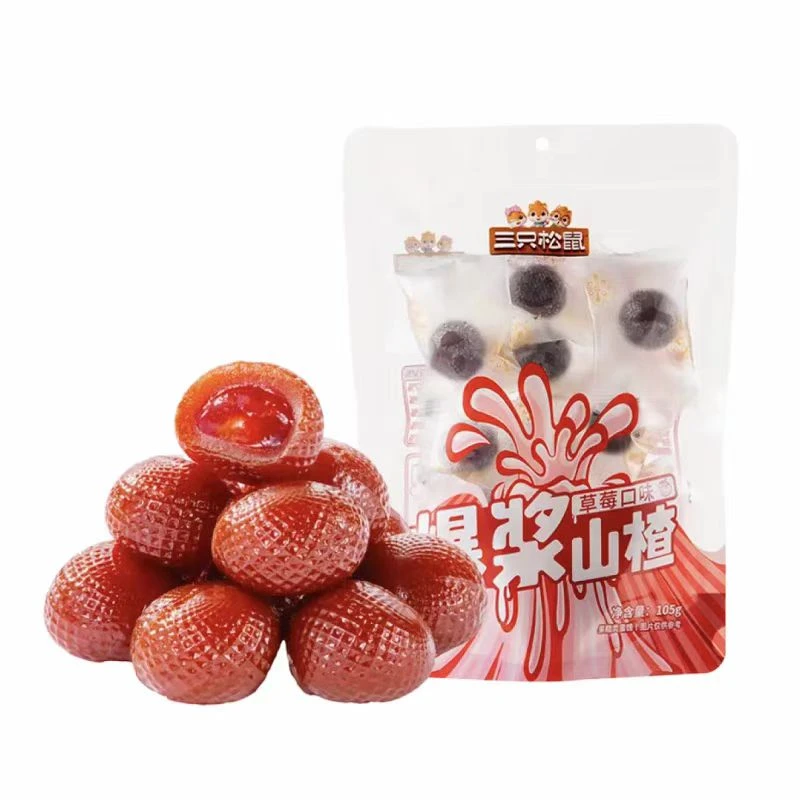 【临期发4袋】三只松鼠爆浆山楂草莓味105g*4袋