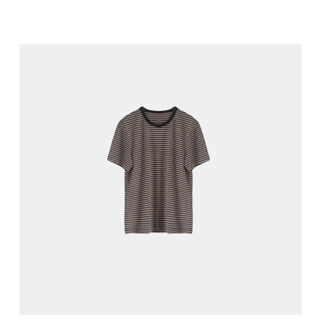 【灰彩】陆一口女装定制复古水洗条纹T恤