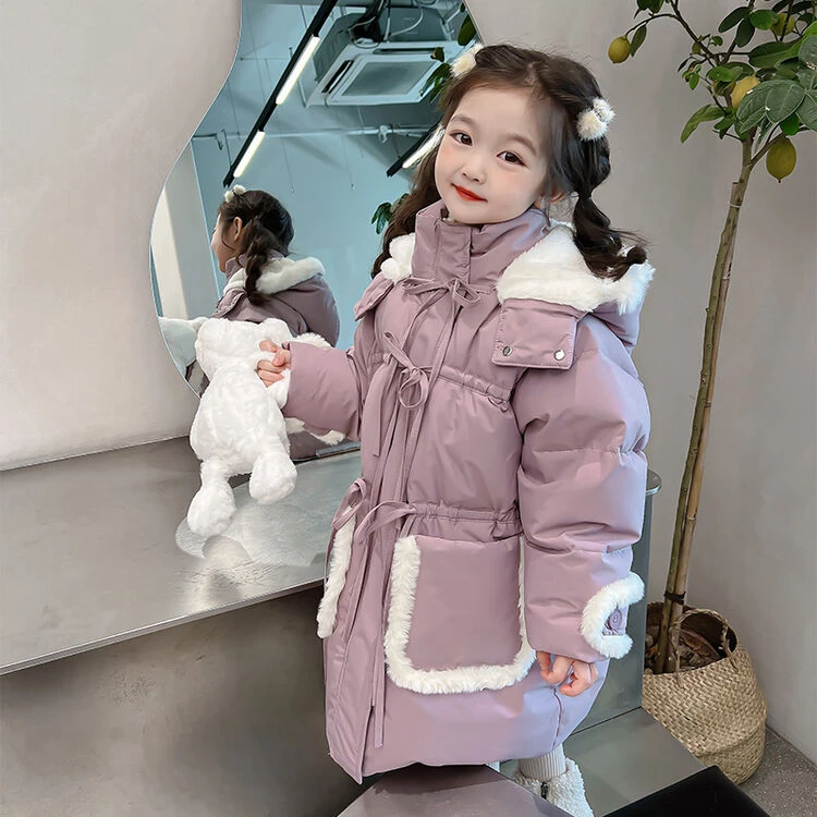 联名娑奈女童羽绒服2025冬季新款女大童中长款儿童加厚外套