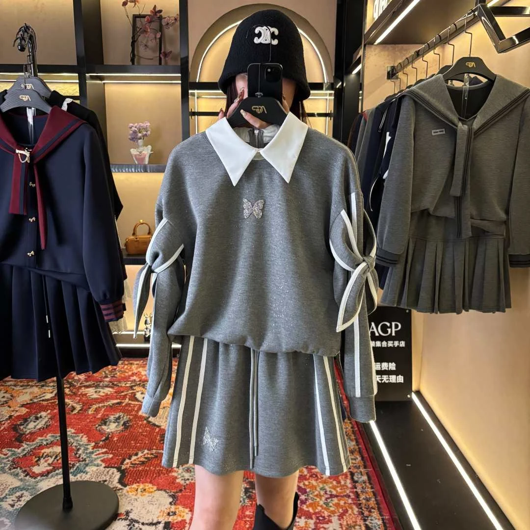 AGP-T80<秋款系列>设计师款|宽松版秋季长袖短裙休闲翻领