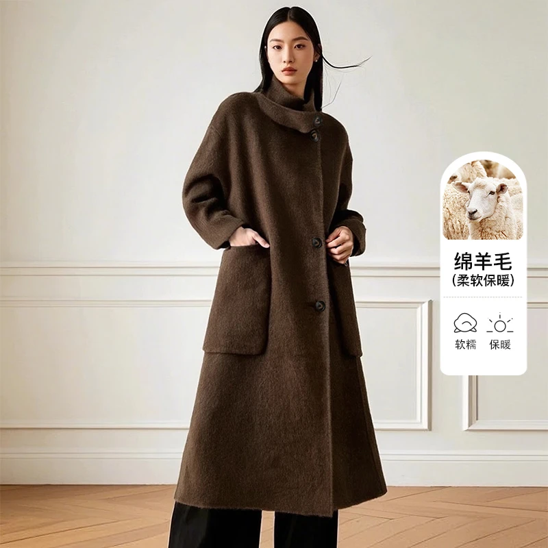 【断码清仓】厚外套百搭韩系绵双面呢大衣女24080257