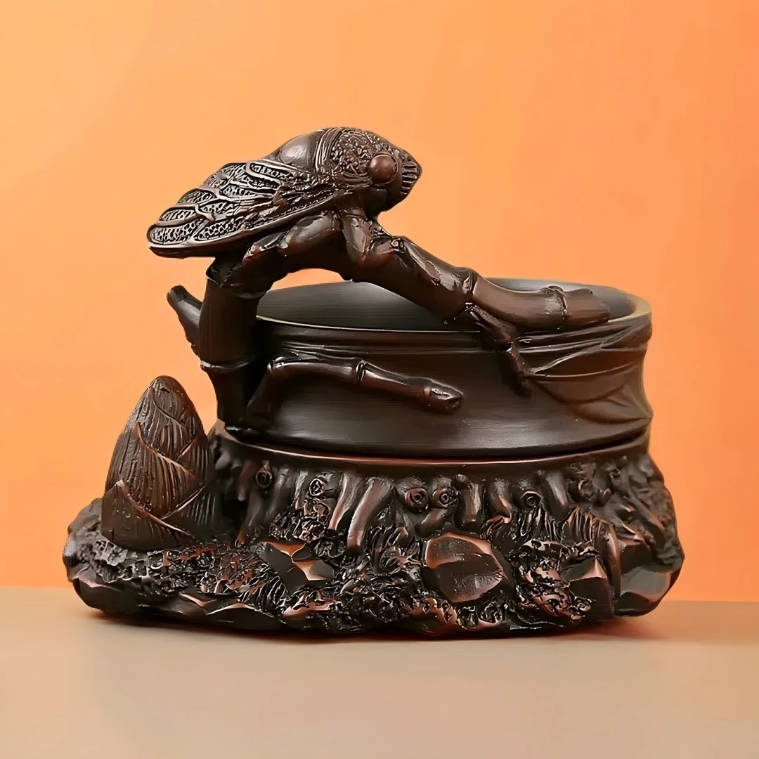 紫陶知了复古茶漏创意一体式过滤盖置家用功夫茶具茶道配件雕刻