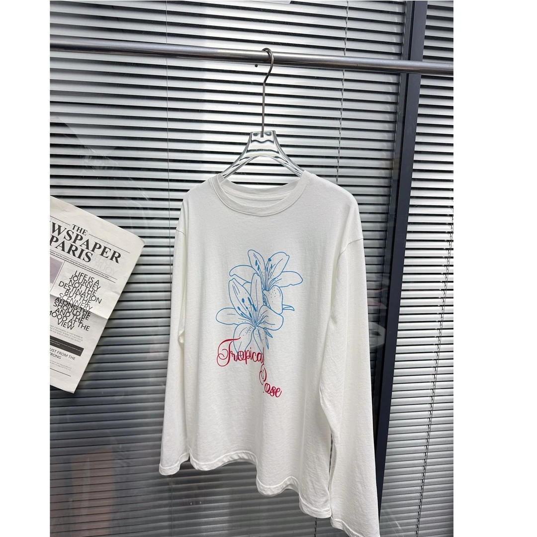 okk!防晒少女风长袖宽松ins印花T恤