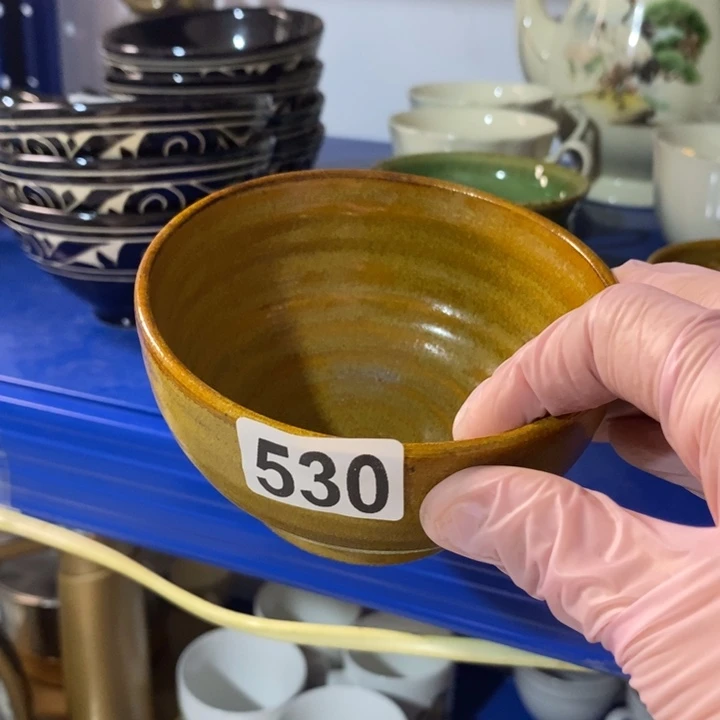 瓷片窑变黄金釉小碗微失圆