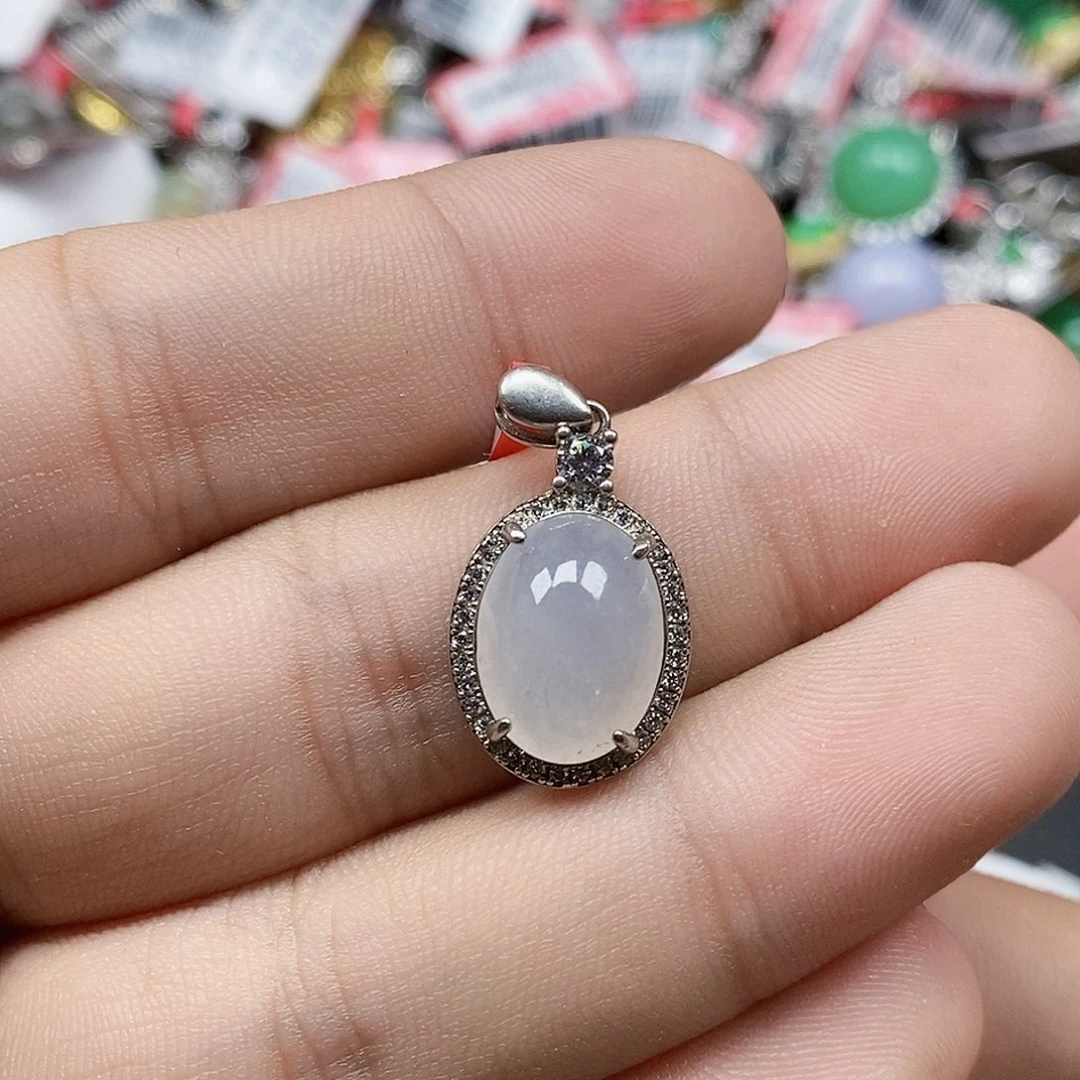 翡翠银S925镶嵌戒指天然A货缅甸翡翠