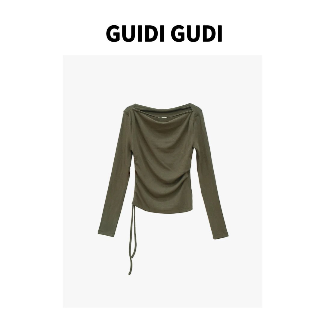 GUIDI GUDI【封锁】气质休闲百搭时尚长袖上衣T恤 T9430563H