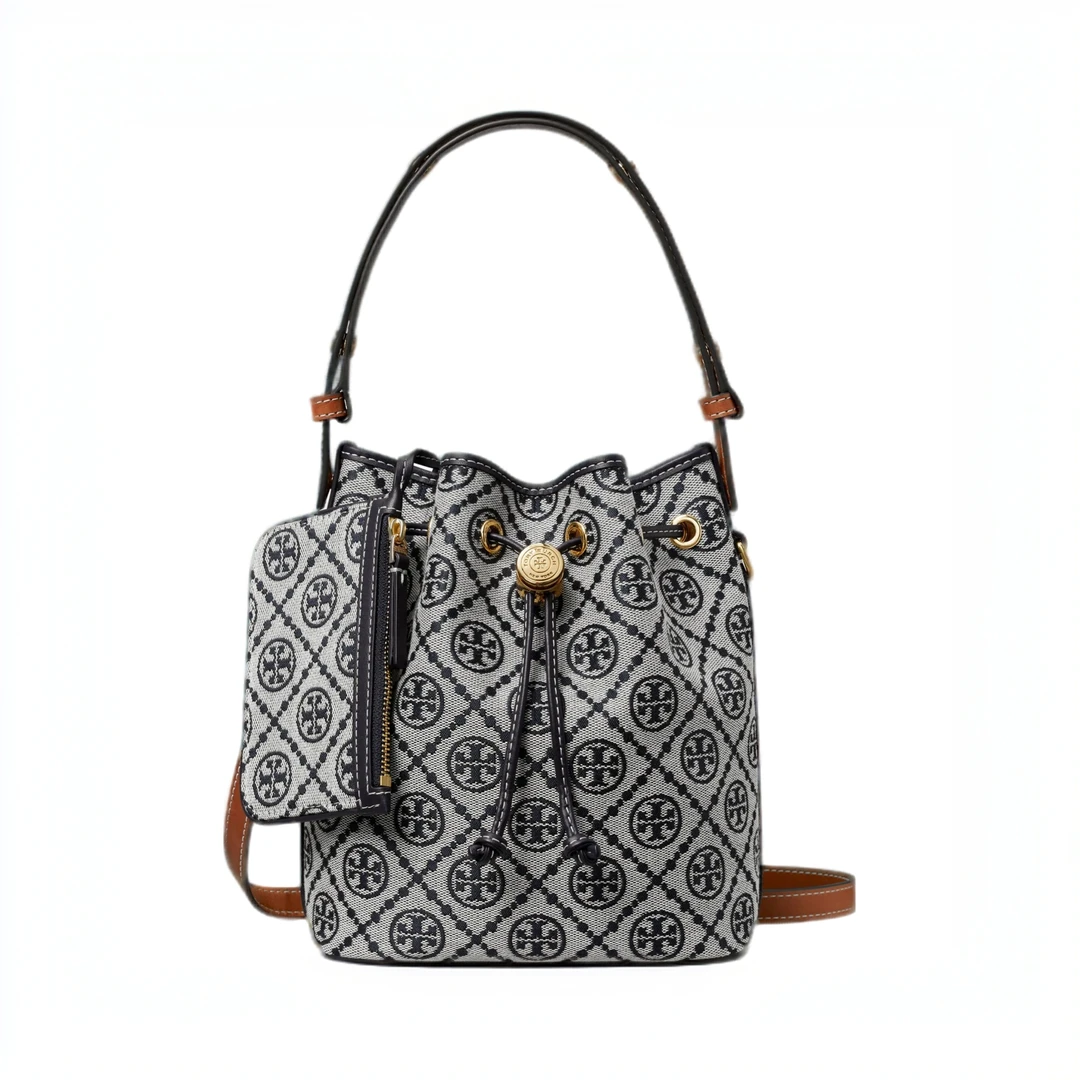 TORY BURCH/汤丽柏琦T Monogram老花中号字母袋水桶包 166414-405