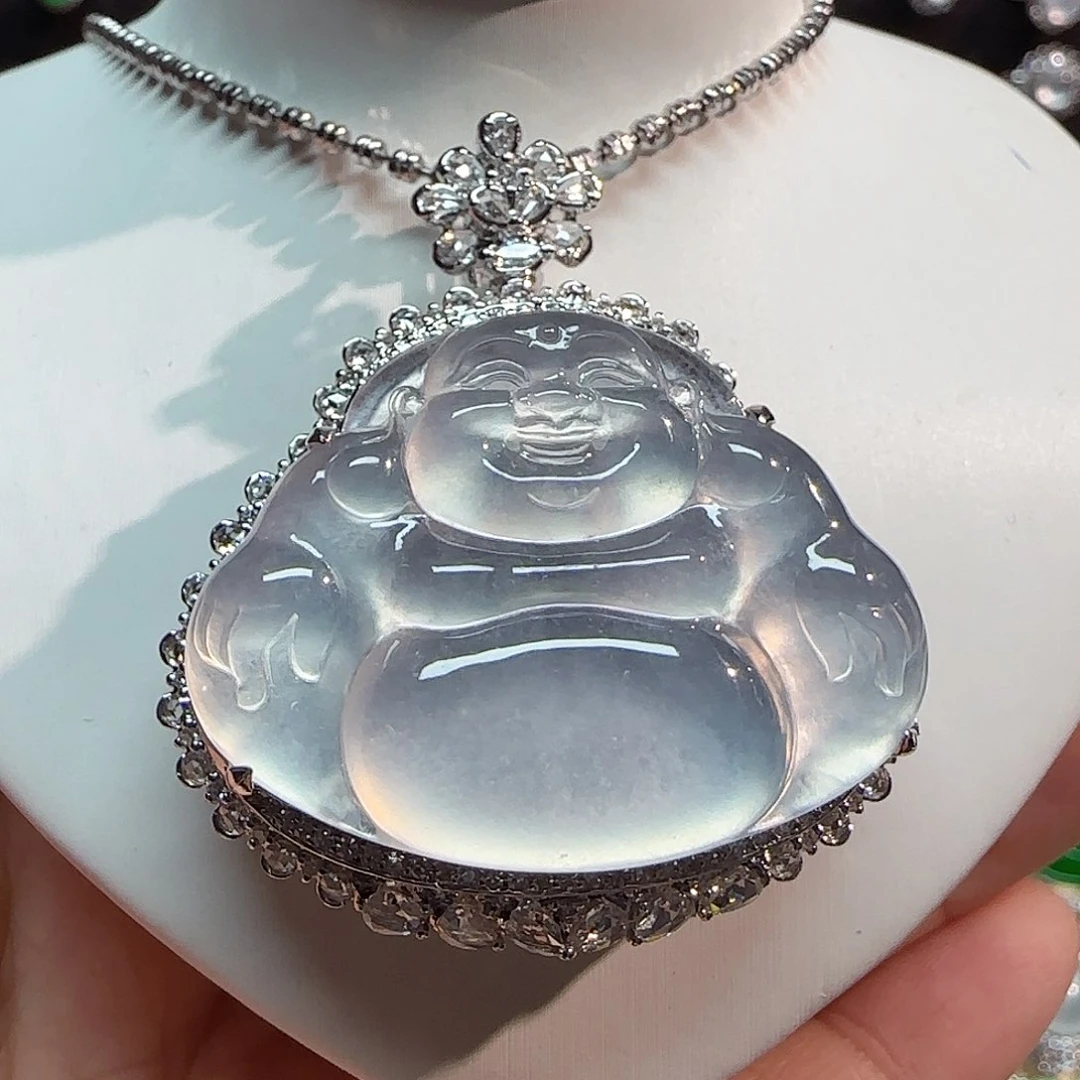 翡翠18K金镶嵌吊坠(不含链)佛公